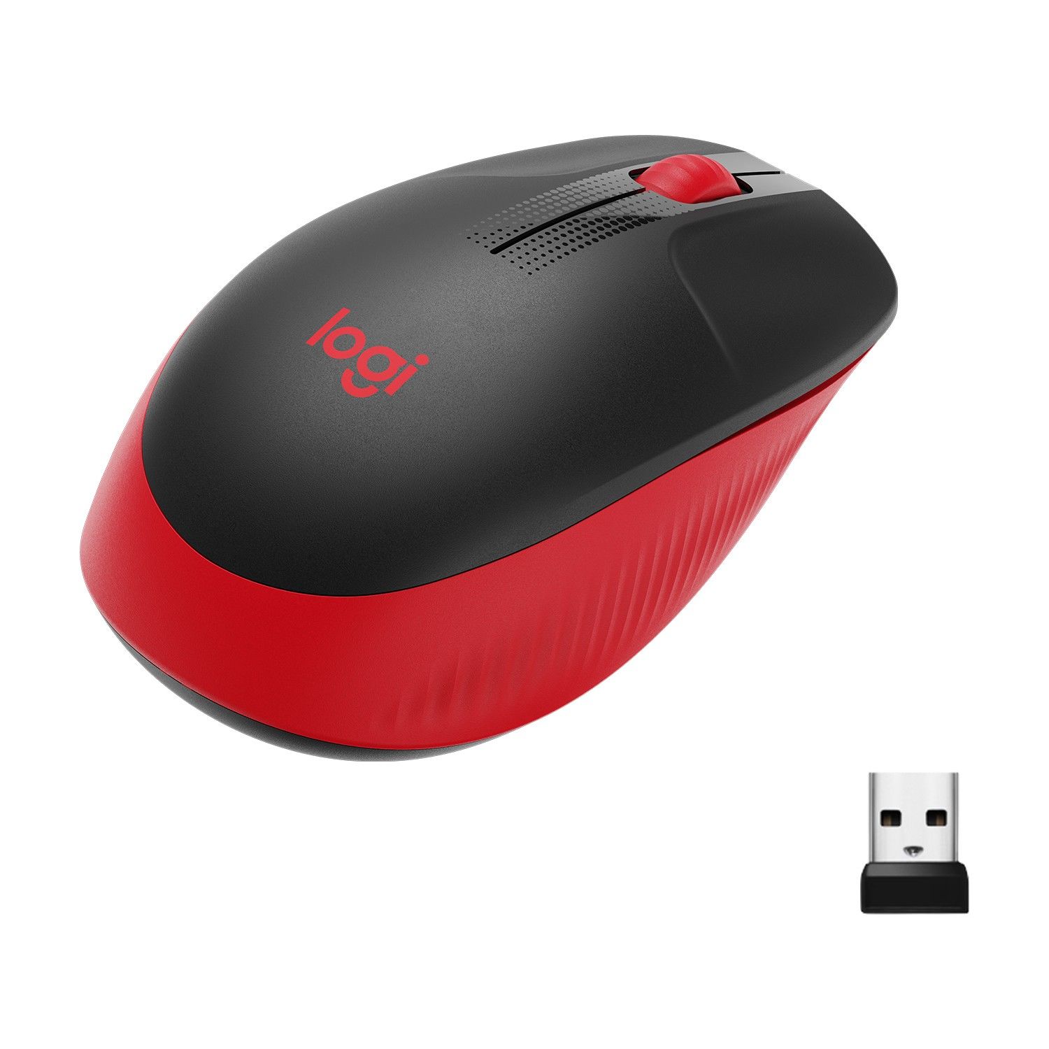 Logitech M191 Büyük Boy USB Alıcılı 1.000 DPI Kablosuz Mouse - Kırmızı