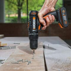 Worx WX371.10 20Volt2Ah. Li-ion Çift Akülü Profesyonel Şarjlı Darbeli Matkap + 30 Parça Aksesuar Seti