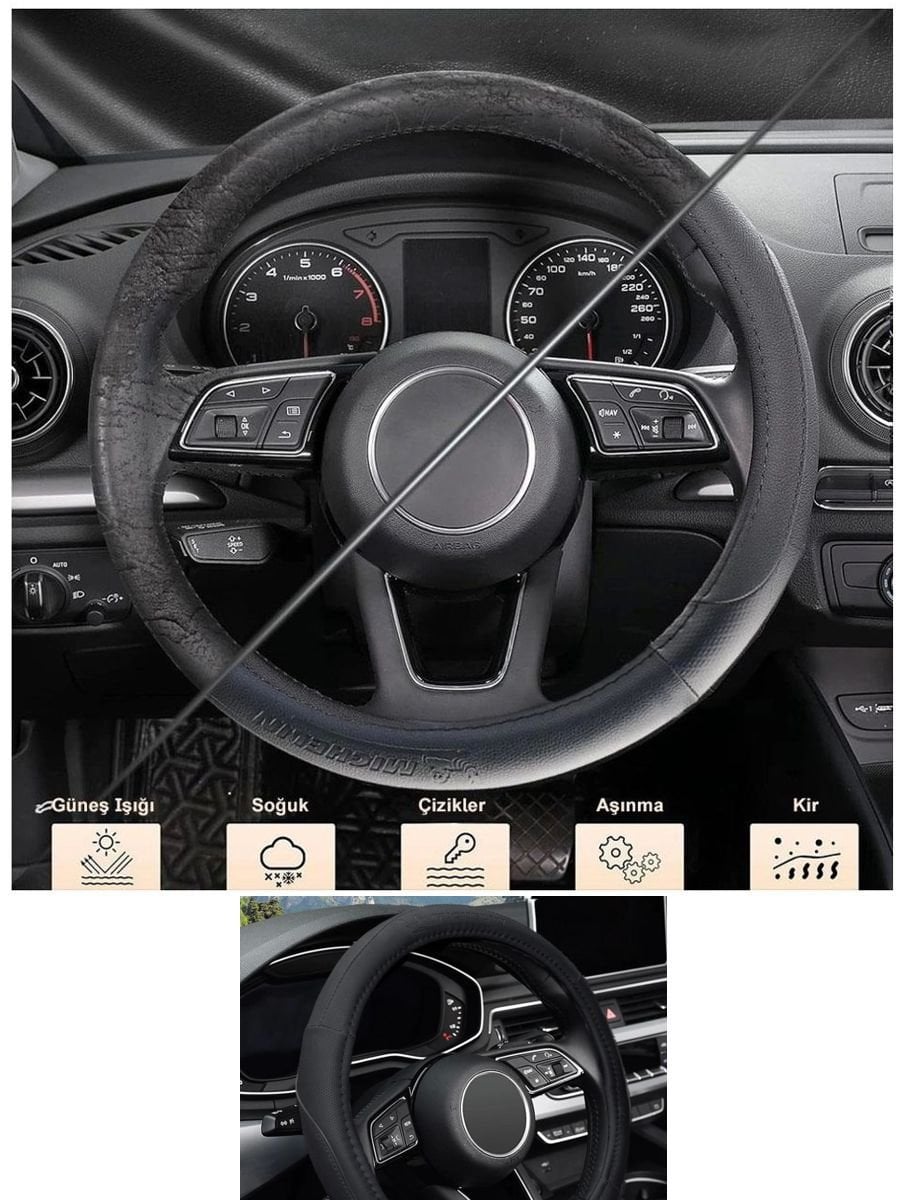 Michelin ML1003N siyah premium suni deri direksiyon kılıfı özellikleri
