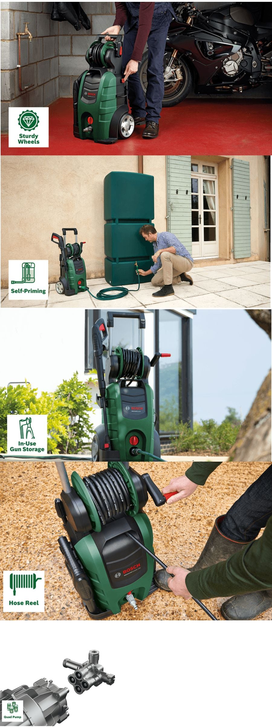 Bosch AdvancedAquatak 160 yüksek basınçlı yıkama makinesi ile güçlü ve pratik dış mekan temizliği