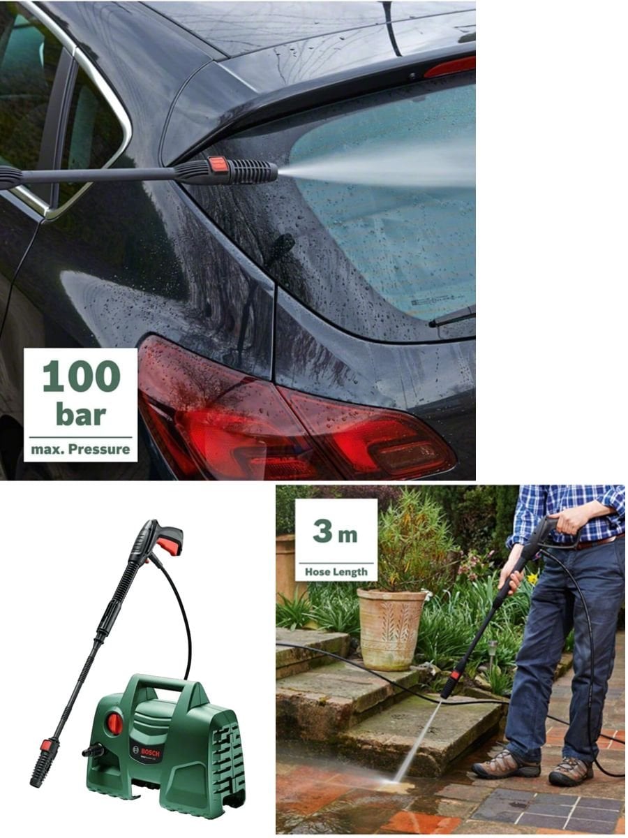 Bosch EasyAquatak 100 1100 W basınçlı yıkama makinesi ile araç, balkon ve bahçe yüzeylerinde pratik temizlik