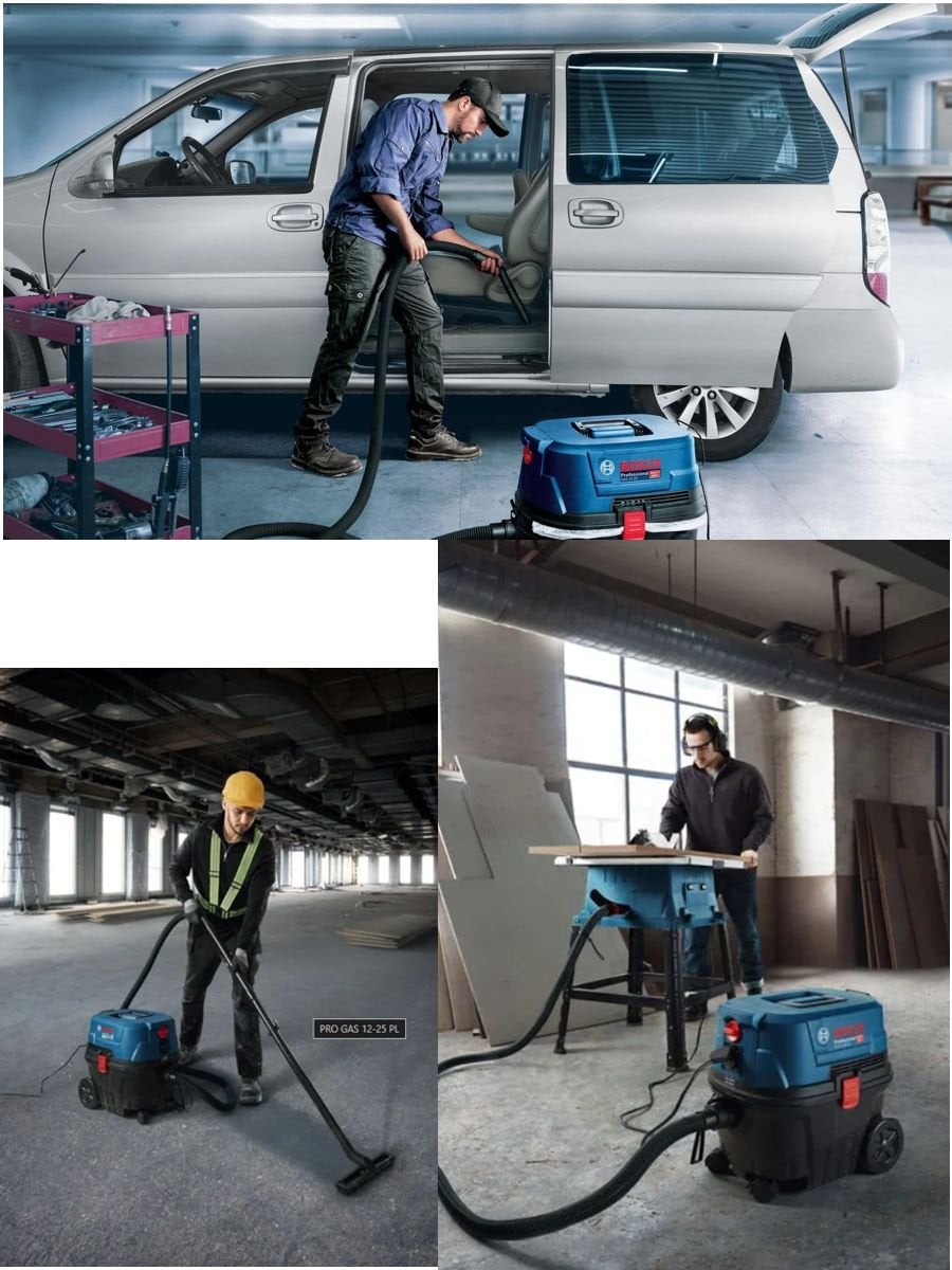 Bosch Professional GAS 12-25 PS 1250 W elektrikli süpürge profesyonel kullanım için güçlü ve dayanıklı temizlik çözümü sunar.