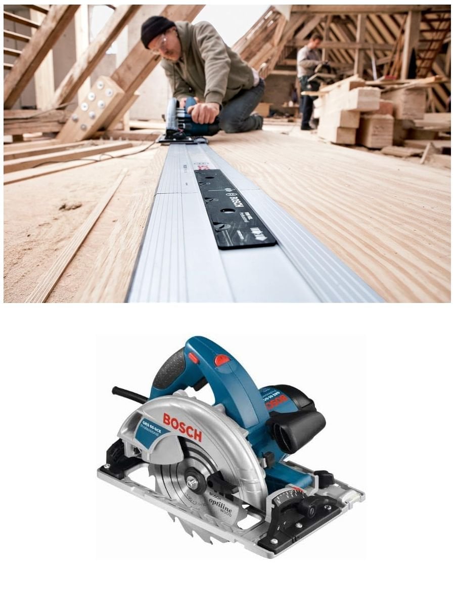 Bosch Professional GKS 65 GCE daire testere 1800 W motor gücüyle profesyonel ahşap kesim işleri için güçlü ve kontrollü kullanım sunar.