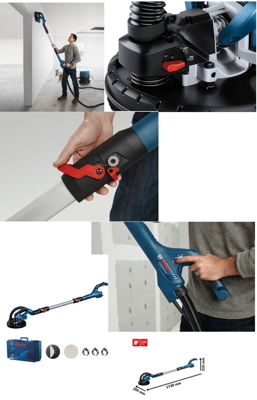 Bosch GTR 550 alçıpan zımpara makinesi ile duvar ve tavan zımparalama işlemlerinde güçlü, dengeli ve konforlu kullanım