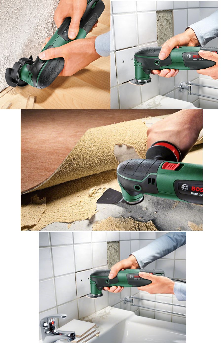 Bosch PMF 220 CE çok fonksiyonlu el aleti ile kesme, zımparalama, kazıma ve detay işlerinde yüksek performans ve hassas çalışma