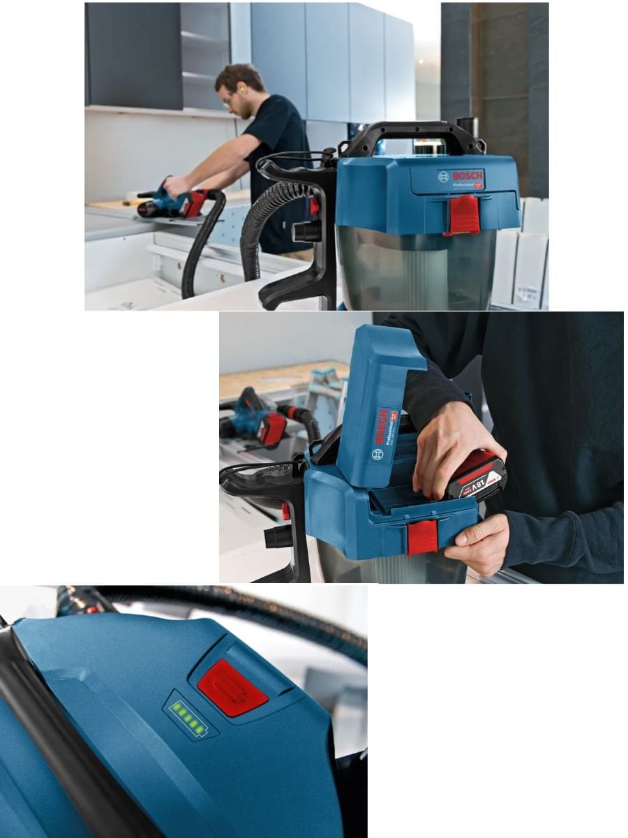 Bosch Professional GAS 18V-10 L 18V akülü ıslak kuru süpürge, kompakt gövde, 10 litre brüt hazne ve profesyonel temizlik kullanımı