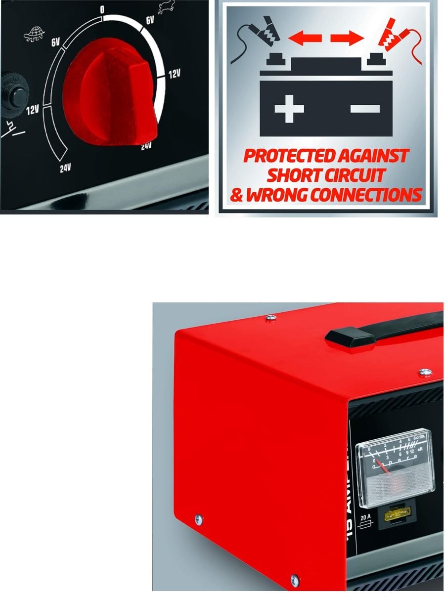 Einhell CC-BC 15 akü şarj cihazı 6V 12V 24V aküler için güçlü, güvenli ve pratik şarj çözümü