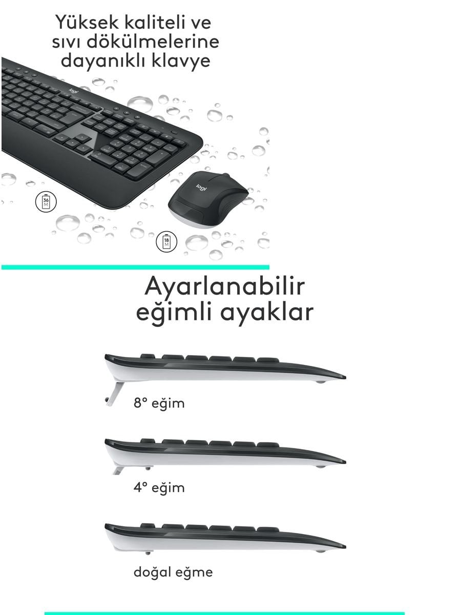 Logitech MK540 Advanced kablosuz Türkçe klavye mouse seti özellikleri