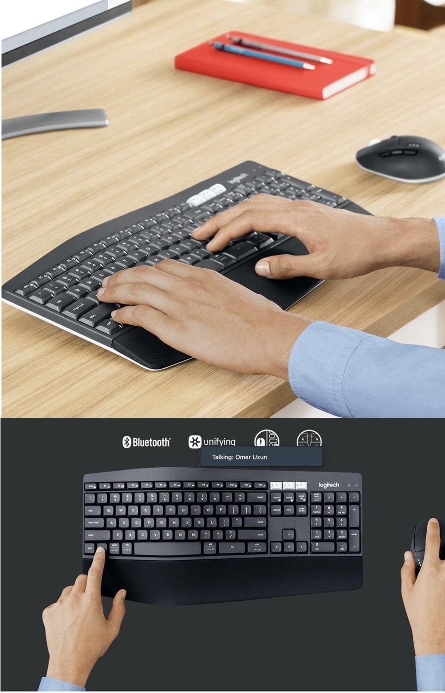 Logitech MK850 Performance kablosuz klavye ve mouse seti çoklu cihaz destekli ergonomik ofis çözümü