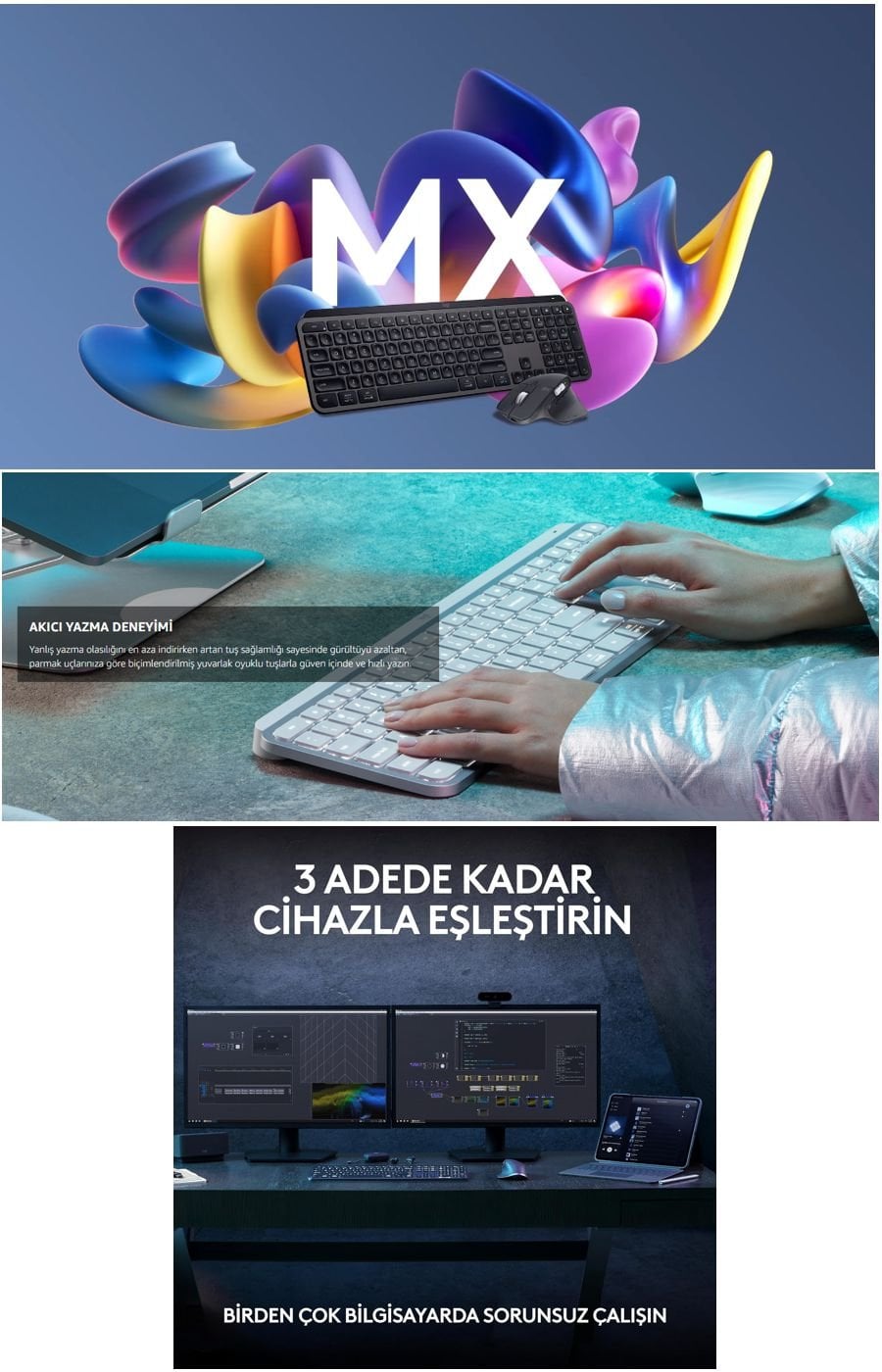 Logitech MX Keys S kablosuz klavye, akıllı aydınlatmalı tuşları, sessiz yazım deneyimi ve çoklu cihaz bağlantı desteğiyle ofis ve ev kullanımı için geliştirilmiş premium klavye.