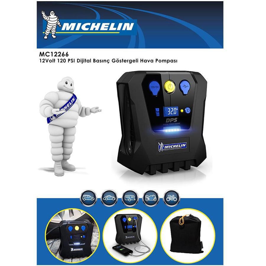 Michelin MC12266 12V 120 PSI dijital araç lastik hava pompası oto kompresör ürün özellikleri ve kullanım alanları