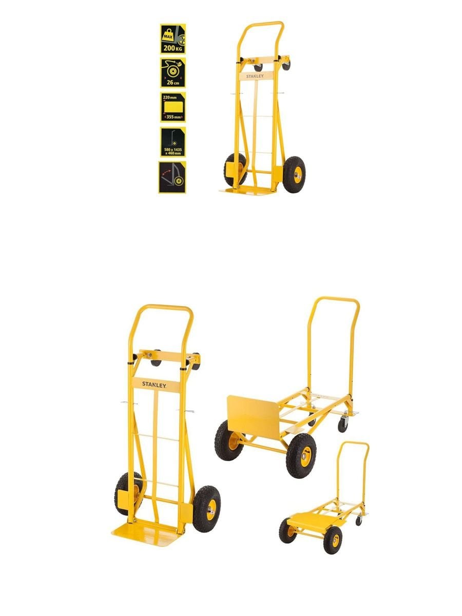 Stanley MT520 150/200Kg endüstriyel çok fonksiyonlu el arabası ile pratik ve güçlü yük taşıma çözümü