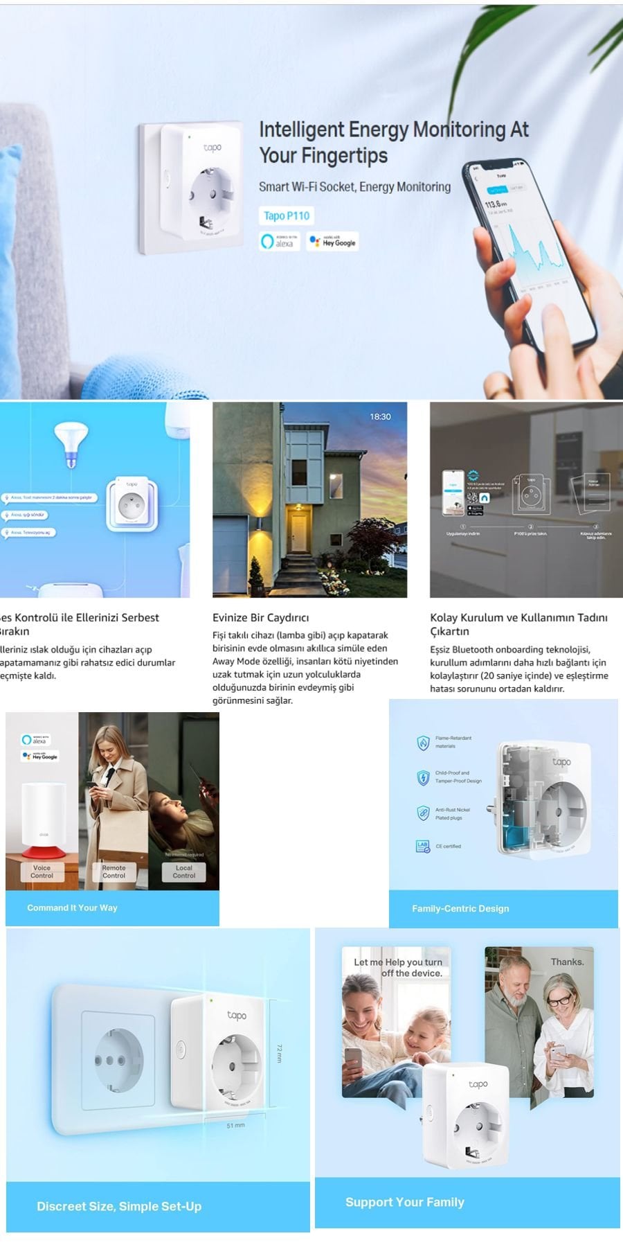 TP-Link Tapo P110 2’li akıllı priz enerji izleme ve uzaktan kontrol özellikleri