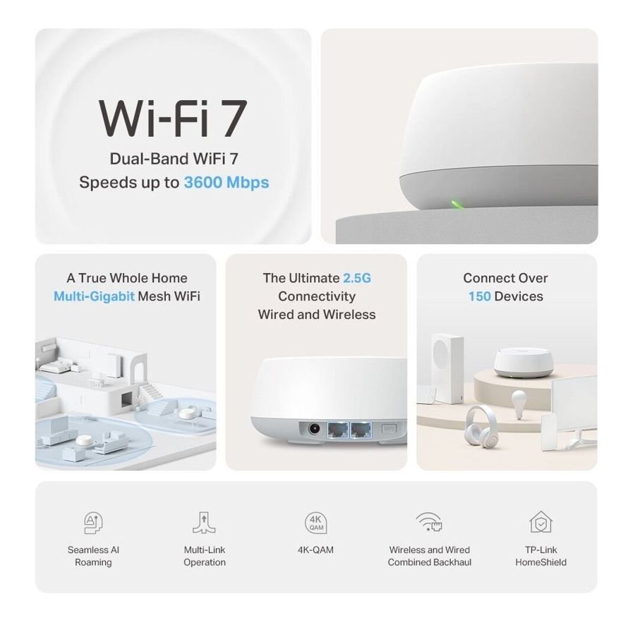 TP-Link Deco BE25 mesh sistemi geniş kapsama alanı ve kesintisiz WiFi deneyimi sunar