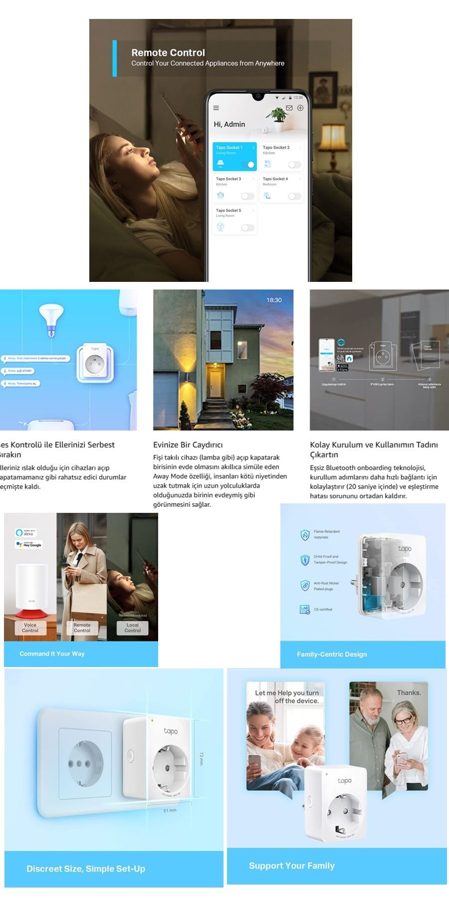 TP-Link Tapo P100 akıllı mini Wi-Fi priz uzaktan kontrol ve zamanlama özelliği