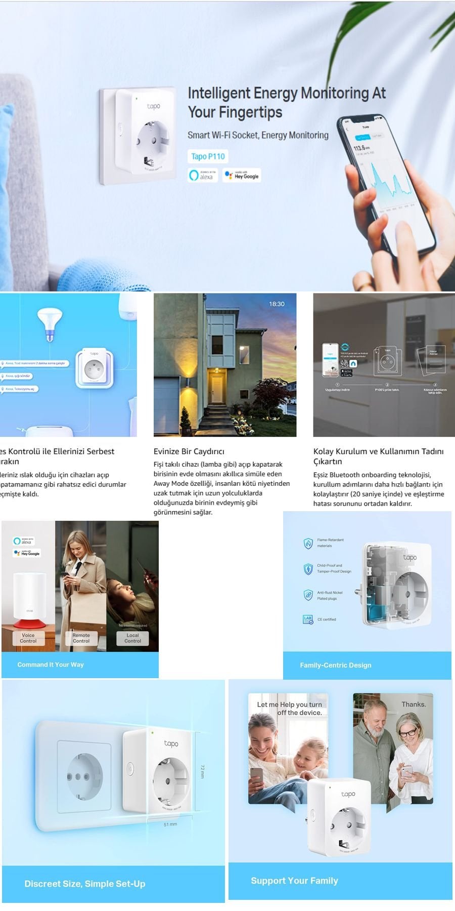 TP-Link Tapo P110 akıllı priz enerji izleme ve uzaktan kontrol özellikleri