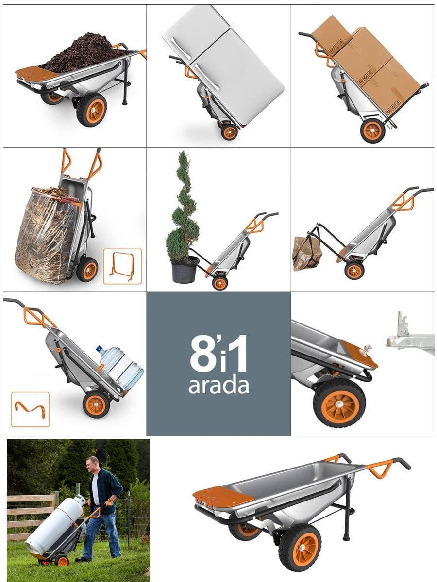 WORX WG050 100 litre 136 kg profesyonel çok amaçlı el arabası ve taşıma arabası ile yükleri pratik ve güvenli şekilde taşıyın