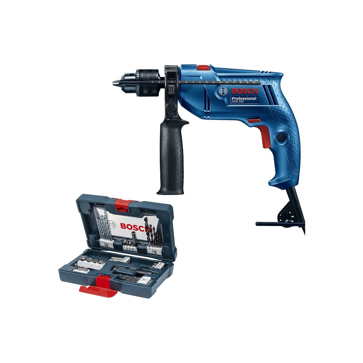 Bosch Gsb 550 Profesyonel Darbeli Matkap + X-Line 41 Parça Delme&vidalama Seti