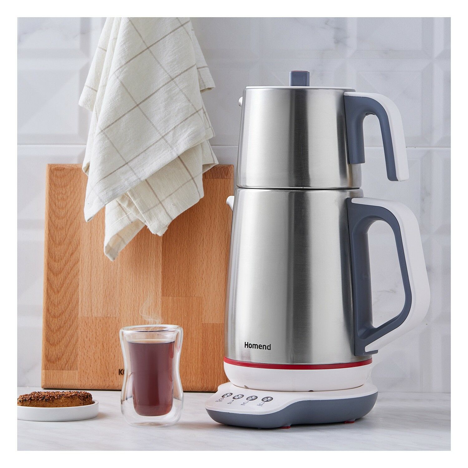 Homend Royaltea 1709H Konuşan Inox Çay Makinesi, Beyaz