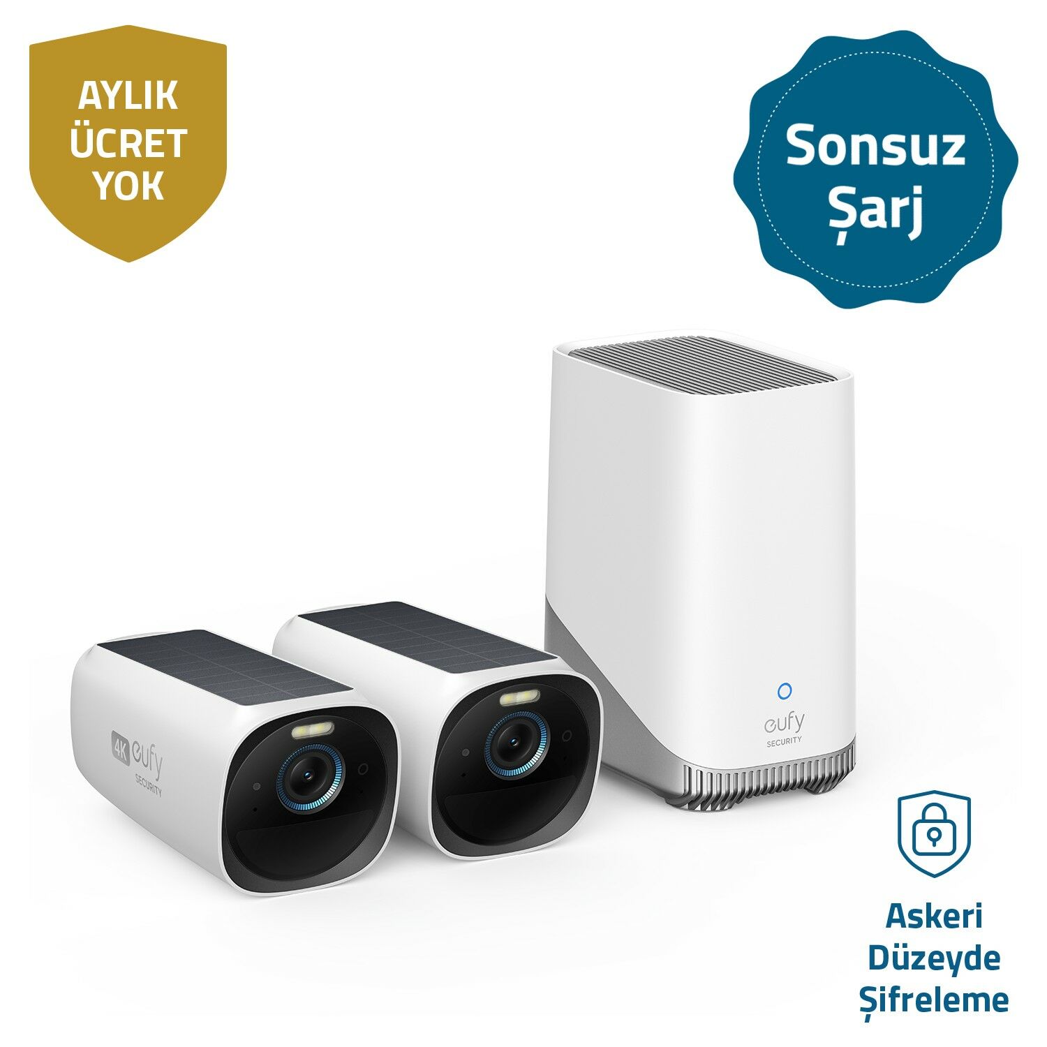 Anker Eufy Security Eufycam 3 Kablosuz Akıllı Güvenlik ve 4K Kamera Sistemi 2 Kamera 1 Ana Ünite Kiti - T8871