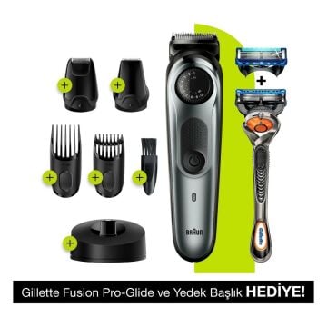 Braun BT 7240 AutoSense Şarjlı Kablosuz Saç ve Sakal Şekillendirici + Gillette Fusion ProGlide