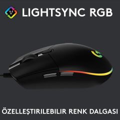 Logitech G G102 Kablolu Oyuncu Mouse, LIGHTSYNC RGB Aydınlatma