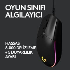 Logitech G G102 Kablolu Oyuncu Mouse, LIGHTSYNC RGB Aydınlatma