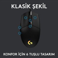 Logitech G G102 Kablolu Oyuncu Mouse, LIGHTSYNC RGB Aydınlatma