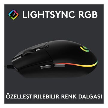 Logitech G102 LIGHTSYNC RGB 8000 DPI Siyah Kablolu Oyuncu Faresi