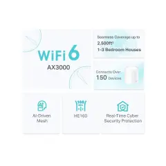 TP-Link Deco X50 WiFi 6 Mesh Sistem AX3000 Fiber Uyumlu Tüm Ev İnternet