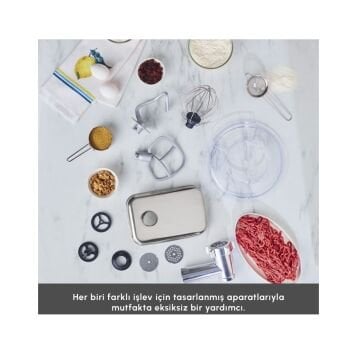 Karaca Multichef Stand Mikser 1900W 5.5 Litre Antrasit | Kıyma Aparatlı Mutfak Şefi
