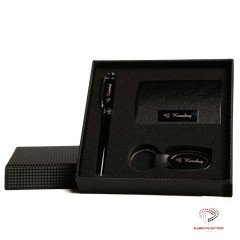 İsme Özel Lux Black 3'lü Set (Kalem+Kartvizitlik+Anahtarlık)