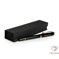 İsme Özel Metalik Siyah Roller Kalem Seti