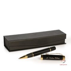 İsme Özel Metalik Siyah Roller Kalem Seti