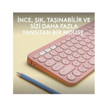 Logitech Pebble Keys 2 K380s Pembe Çoklu Cihaz Destekli Kablosuz Bluetooth Klavye