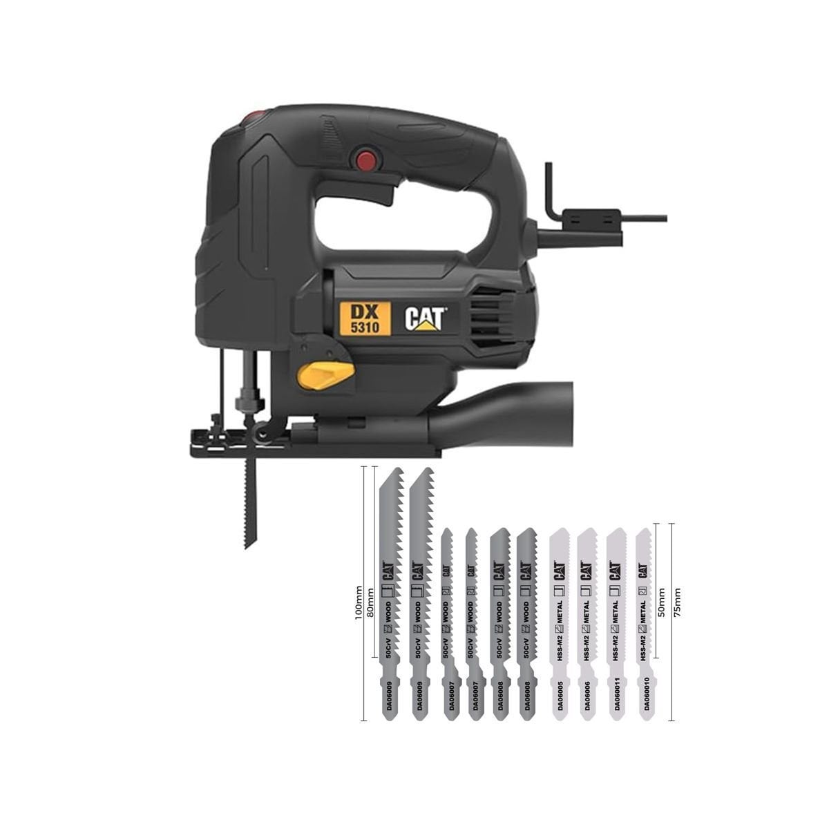 CAT DX5310 550W Profesyonel Devir Ayarlı Dekupaj Testere + DA06901 10 Parça Testere Ucu