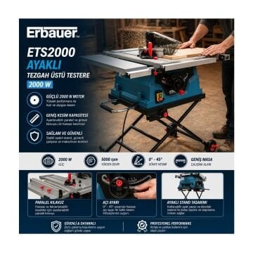 Erbauer ETS2000 Ayaklı Tezgah Üstü Testere 2000 W