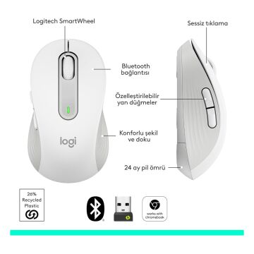 Logitech Signature M650 Large Beyaz Kablosuz Mouse