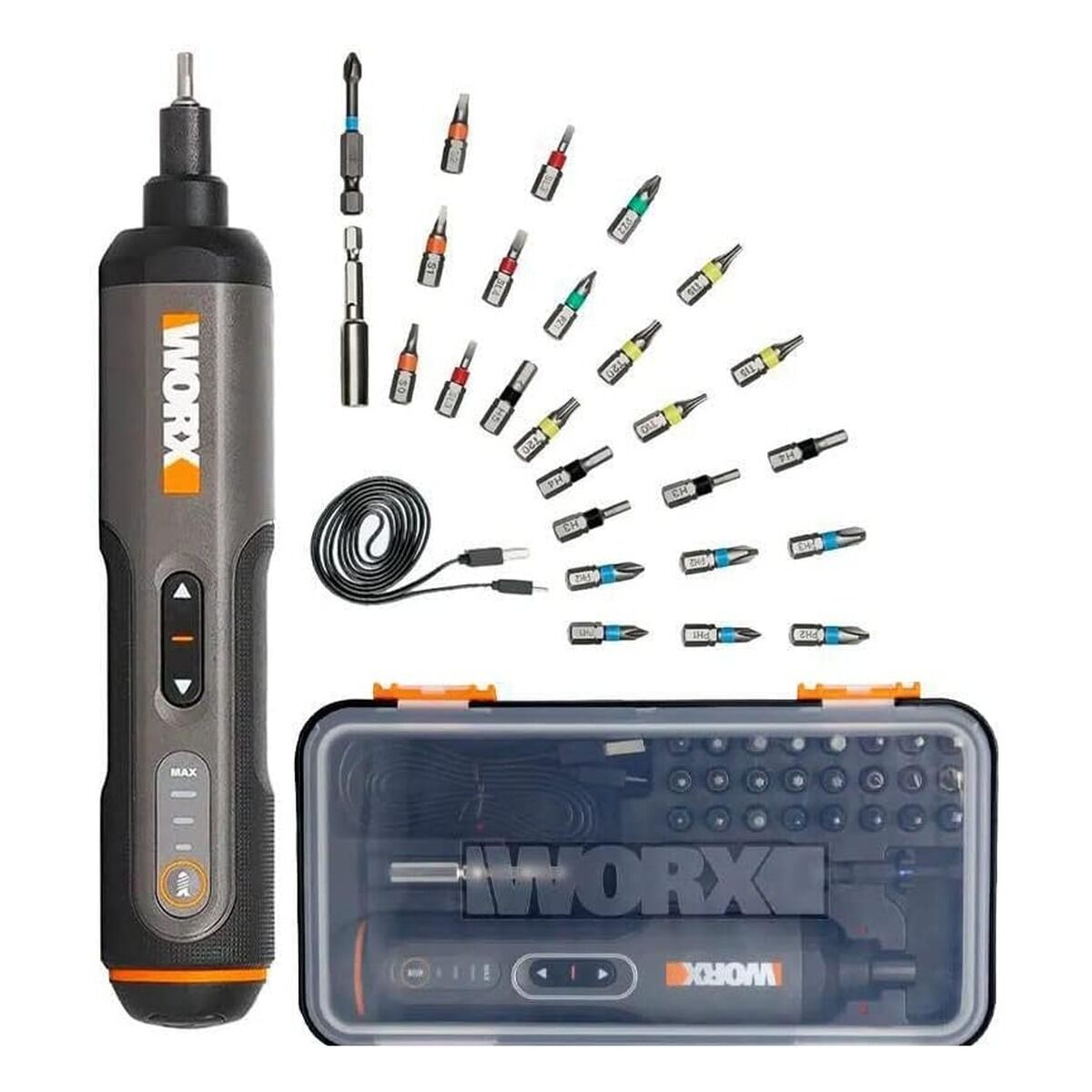 Worx WX240 4 V 1,5 Ah Li-Ion Akıllı Şarjlı Tornavida ve 26 Parça Bits Uç Seti