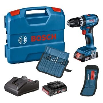Bosch GSB 185-LI 18 V 2 Ah Tek Akülü Darbeli Matkap Vidalama ve 23 Parça Aksesuar Seti