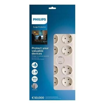 Philips SPN7080WA/62 8’li Akım Korumalı Priz 2 Metre Kablolu 3680W 16A