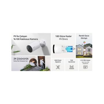 TP-Link Tapo C410 2K Bataryalı Kablosuz Güvenlik Kamerası 2'li Paket