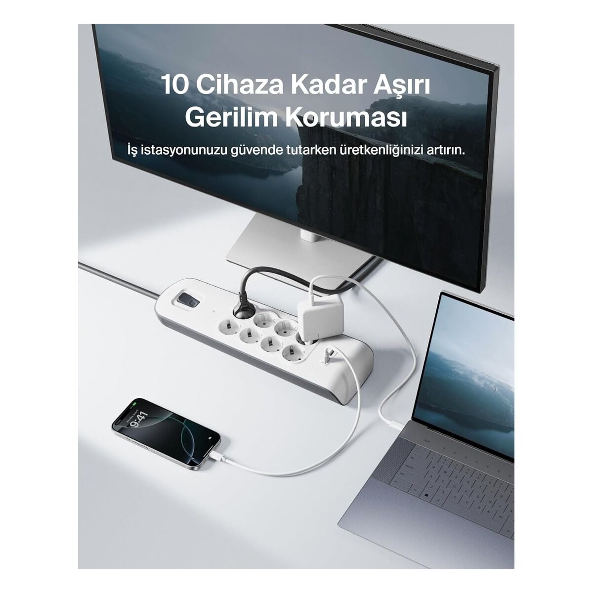 Belkin BSV804VF2M 8’li Akım Korumalı Priz 2 m 2xUSB 2.4A