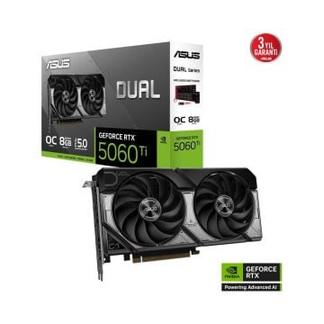 ASUS DUAL-RTX5060TI-O8G 8GB 128Bit GDDR7 DP/HDMI PCI 5.0 Ekran Kartı