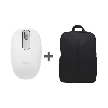 LOGITECH M196 BEYAZ MOUSE + NERO NOTEBOOK SIRT CANTASI