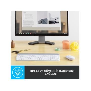 Logitech MK470 Slim Combo Kablosuz Türkçe Klavye Mouse Seti Beyaz