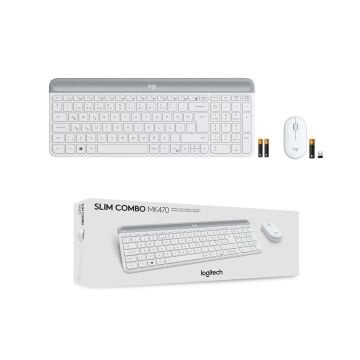 Logitech MK470 Slim Combo Kablosuz Türkçe Klavye Mouse Seti Beyaz