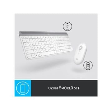 Logitech MK470 Slim Combo Kablosuz Türkçe Klavye Mouse Seti Beyaz