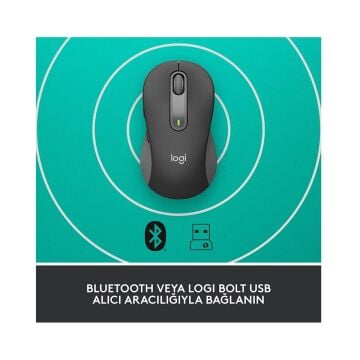 LOGITECH SIGNATURE M650 BÜYÜK BOY (SAĞ EL İÇİN) SİLENT KABLOSUZ MOUSE-SİYAH