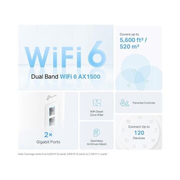 TP-LINK DECO X10 300MBPS-1201MBPS DUAL-BANT Wi-Fi 6 MESH ROUTER (3'LÜ)